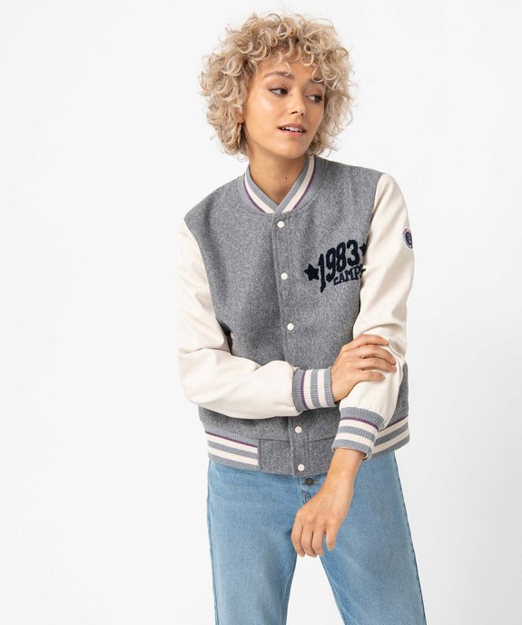 Blouson bomber femme bi-matières — Camps United vue1 - CAMPS UNITED - GEMO