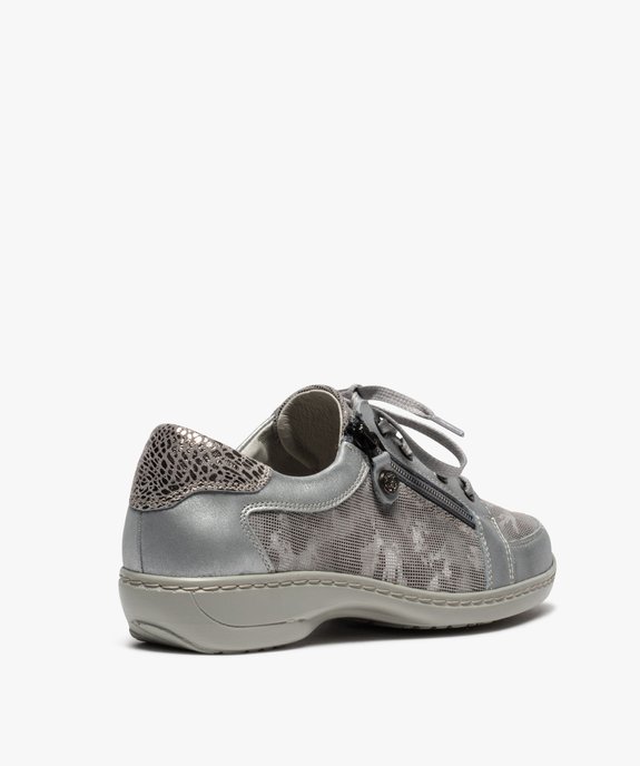 Derbies femme confort à lacets et zip dessus cuir vue4 - GEMO (CONFORT) - GEMO