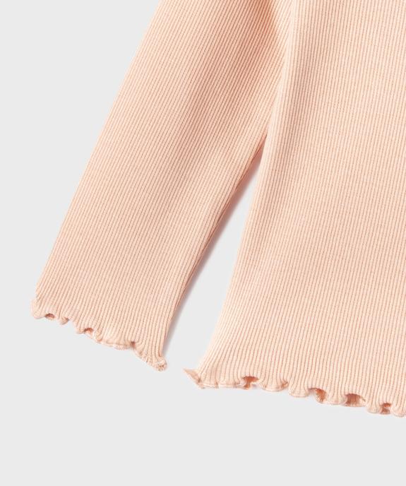 Tee-shirt manches longues avec finitions froncées bébé fille vue3 - GEMO 4G BEBE - GEMO