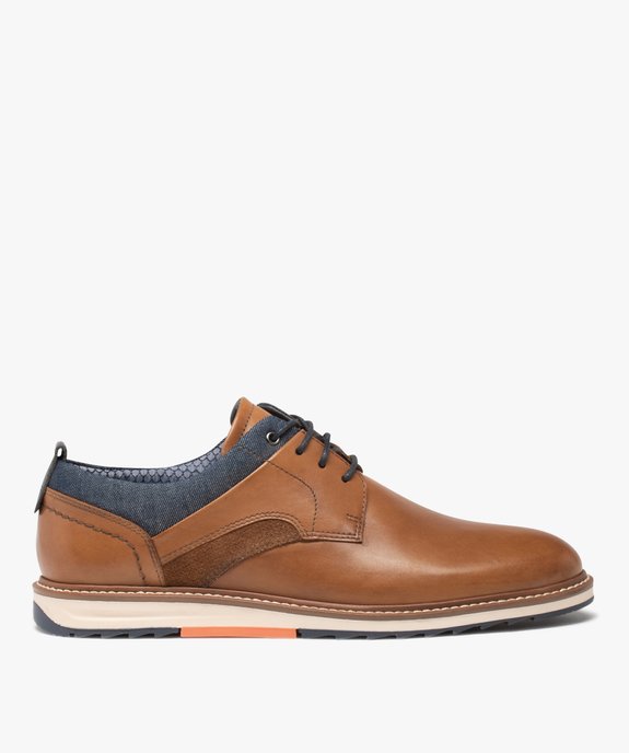 Derbies homme dessus cuir et denim - Tanéo vue1 - TANEO - GEMO