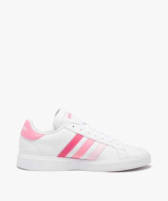 Baskets femme unies à bandes colorées avec lacets – Adidas vue3 - ADIDAS - GEMO