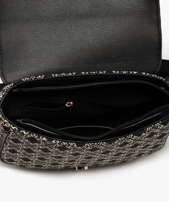 Sac bandoulière en toile tissée avec rabat aspect cuir femme vue3 - GEMO (ACCESS) - GEMO