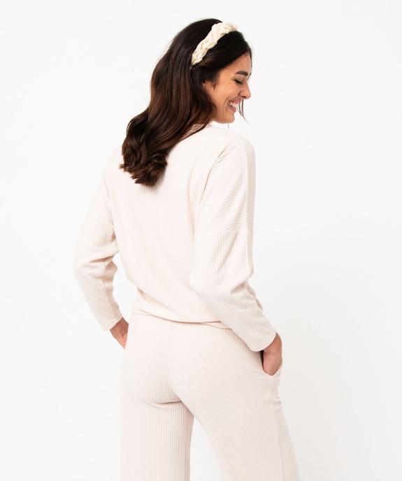 Haut de pyjama en maille côtelée femme vue3 - GEMO 4G FEMME - GEMO