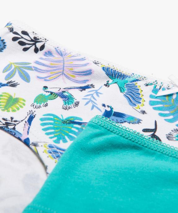 Shorties en coton stretch motifs oiseaux fille (lot de 3) vue2 - GEMO 4G FILLE - GEMO