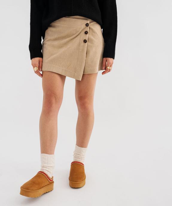 Jupe short en velours côtelé femme vue1 - GEMO(FEMME PAP) - GEMO