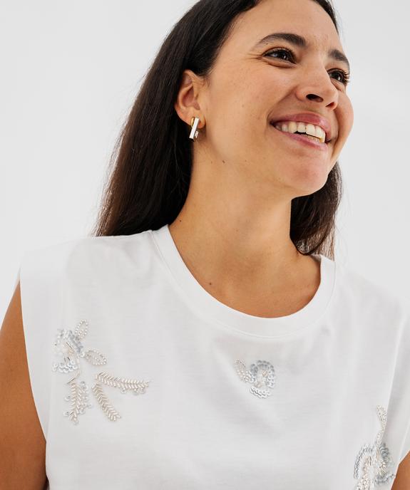Tee-shirt sans manches avec strass et perles femme vue2 - GEMO(FEMME PAP) - GEMO