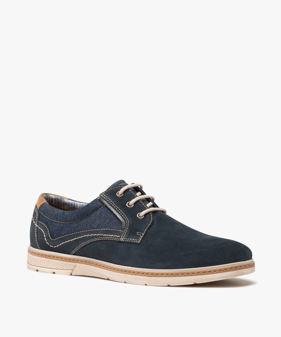 Derbies homme dessus cuir et denim - Tanéo vue2 - TANEO - GEMO