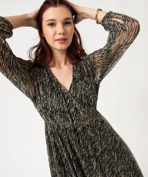 Robe longue en maille plissée brillante femme vue2 - GEMO(FEMME PAP) - GEMO