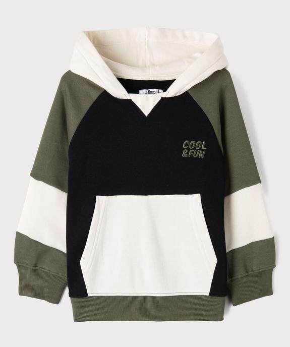 Sweat à capuche tricolore encolure large garçon vue3 - GEMO (ENFANT) - GEMO