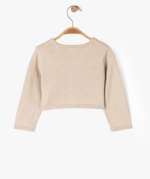 Gilet court façon boléro en maille pailletée bébé fille vue3 - GEMO(BEBE DEBT) - GEMO