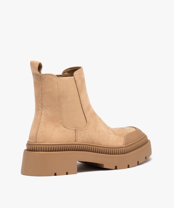 Boots femme casual dessus en suédine uni à semelle crantée vue5 - GEMO (CASUAL) - GEMO