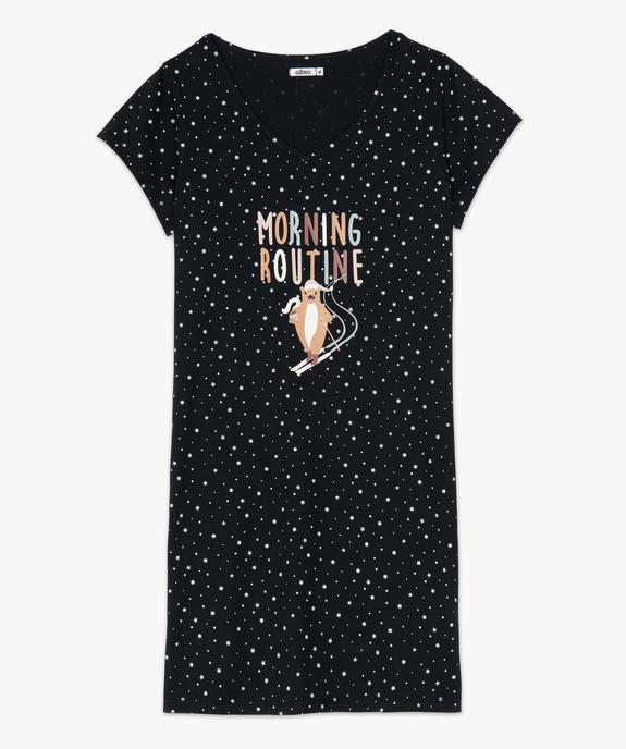 Chemise de nuit imprimée à manches courtes femme vue4 - GEMO 4G FEMME - GEMO