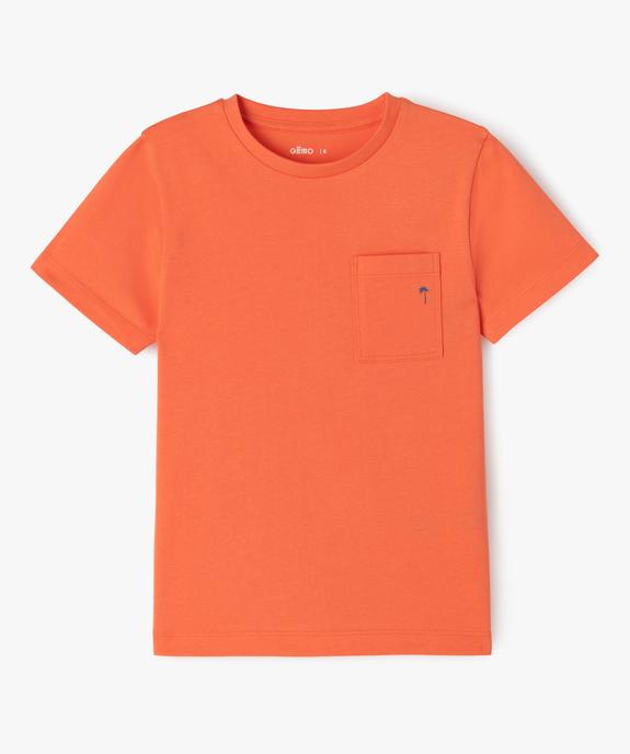 Tee-shirt uni avec poche garçon vue1 - GEMO (ENFANT) - GEMO