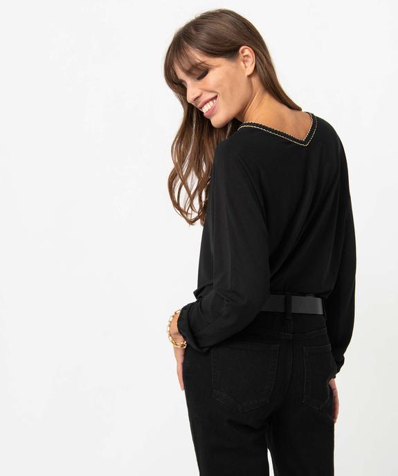 Tee-shirt femme à manches longues et encolure fantaisie vue3 - GEMO(FEMME PAP) - GEMO