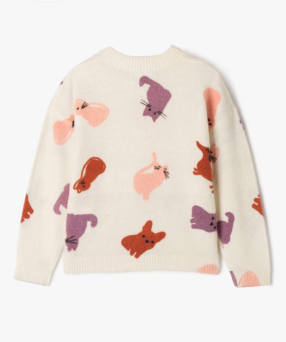 Pull à col rond en maille avec motifs fille vue3 - GEMO (ENFANT) - GEMO