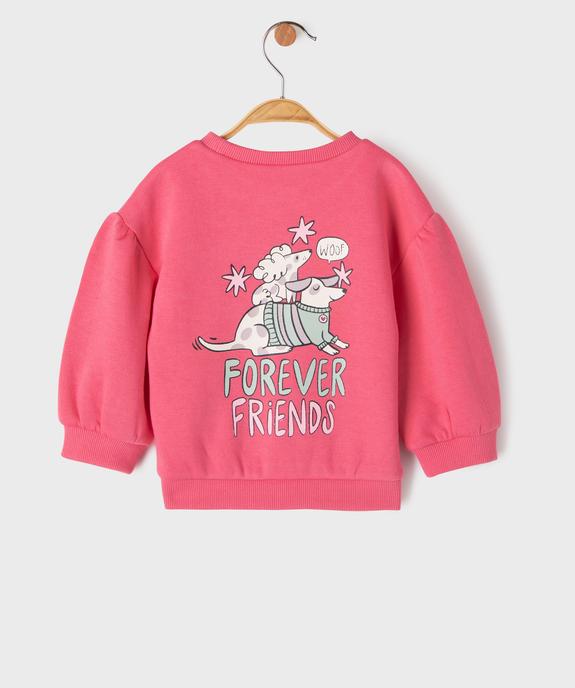 Sweat imprimé à manches bouffantes bébé fille vue4 - GEMO 4G BEBE - GEMO