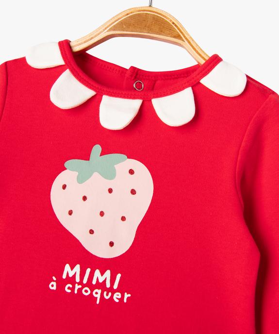 Pyjama dors-bien en coton avec motif fraise bébé fille vue2 - GEMO 4G BEBE - GEMO
