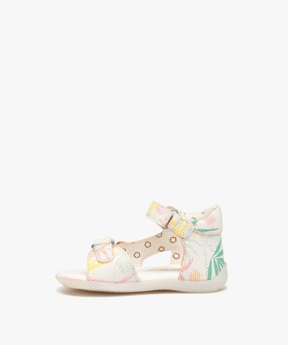 Sandales bébé fille en cuir imprimé coloré avec brides à scratch - Kickers vue3 - KICKERS - GEMO
