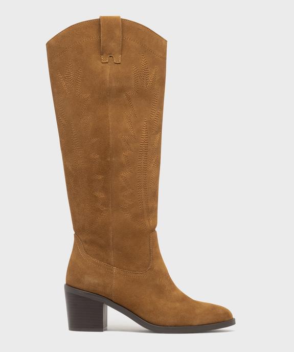 Bottes dessus cuir velours esprit Santiag femme - Tanéo vue1 - TANEO - GEMO