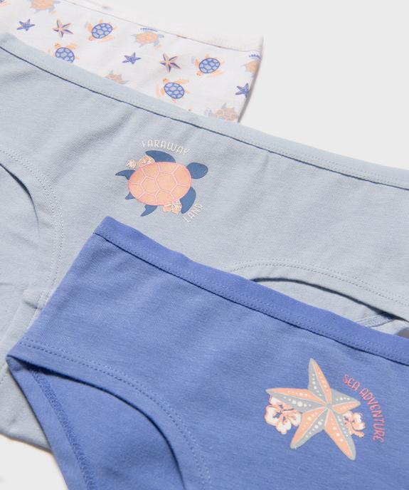 Shorties en coton stretch motifs marins fille (lot de 3) vue2 - GEMO 4G FILLE - GEMO