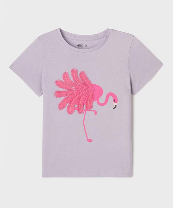 Tee-shirt manches courtes avec motif en relief fille vue4 - GEMO 4G FILLE - GEMO
