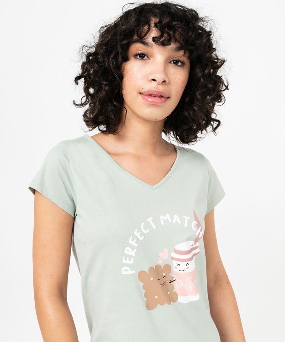 Chemise de nuit imprimée à manches courtes femme vue2 - GEMO 4G FEMME - GEMO