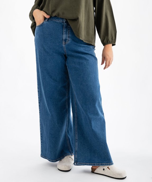 Jean wide leg en coton stretch taille ajustable femme grande taille vue2 - GEMO 4G GT - GEMO