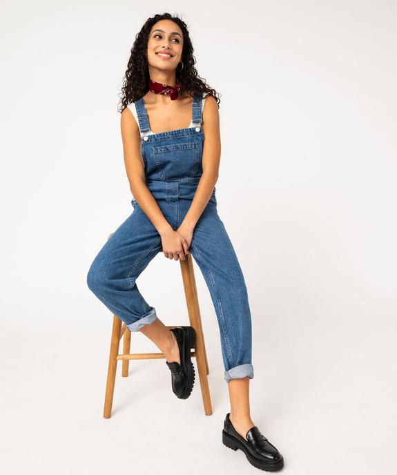 Salopette en jean coupe mom femme vue1 - GEMO 4G FEMME - GEMO