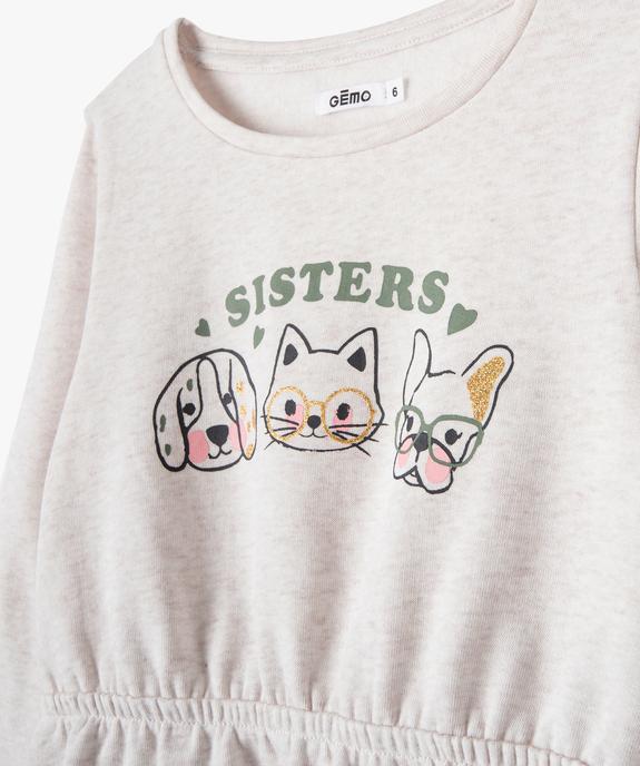 Robe sweat à manches longues avec motif pailleté fille vue2 - GEMO (ENFANT) - GEMO