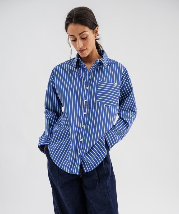 Chemise manches longues en coton rayé femme - LuluCastagnette vue5 - LULUCASTAGNETTE - GEMO