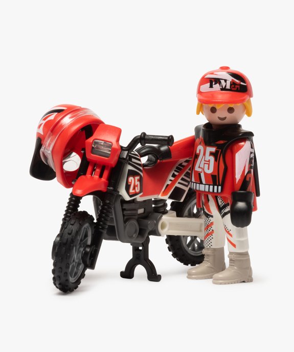Jouet enfant pilote de motocross - Playmobil (5 pièces) vue2 - DIVERS LICENCE - GEMO