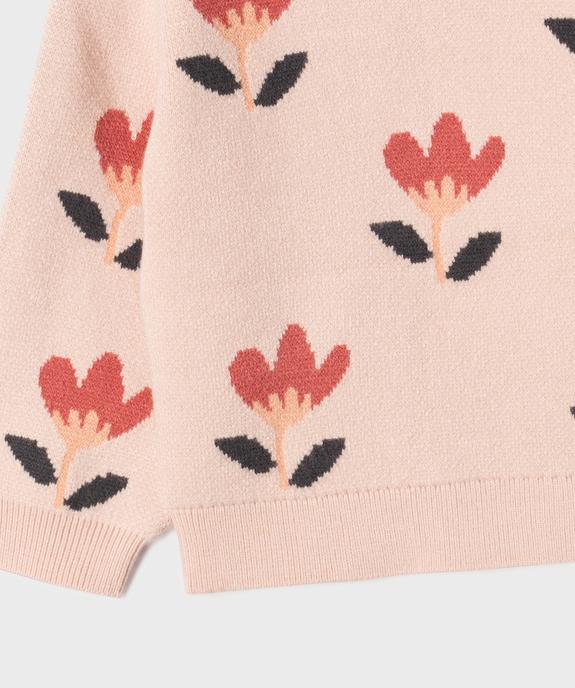 Pull en maille épaisse à motifs fleuris bébé fille vue3 - GEMO(BEBE DEBT) - GEMO