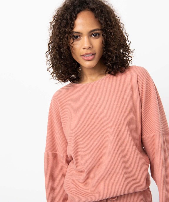 Haut de pyjama en maille côtelée femme vue2 - GEMO 4G FEMME - GEMO