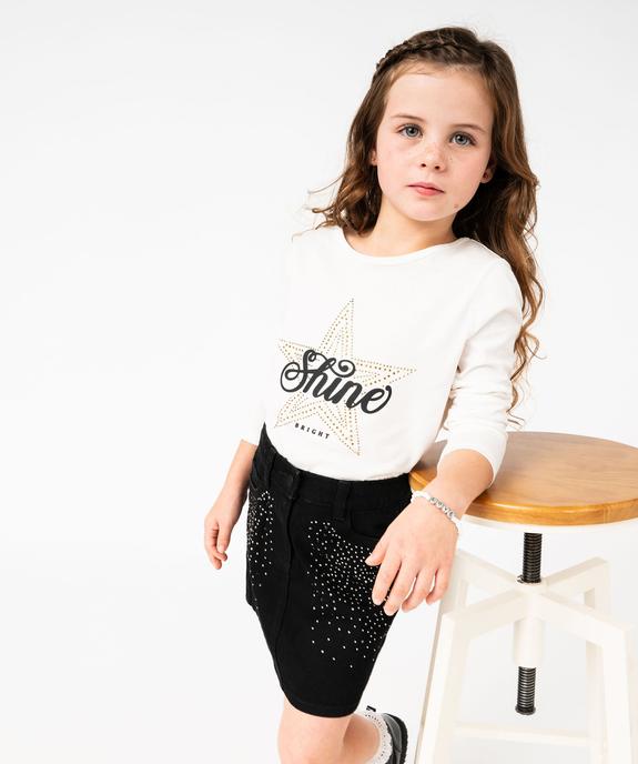 Tee-shirt à manches longues avec dos fantaisie et strass fille vue4 - GEMO 4G FILLE - GEMO