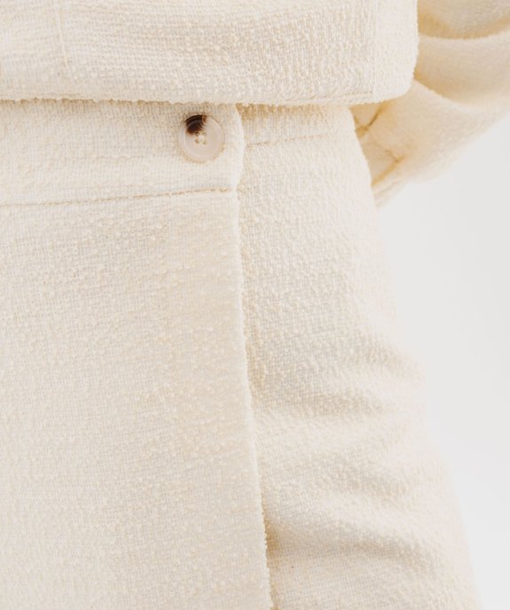 Jupe courte portefeuille en maille bouclette extensible femme vue4 - GEMO(FEMME PAP) - GEMO