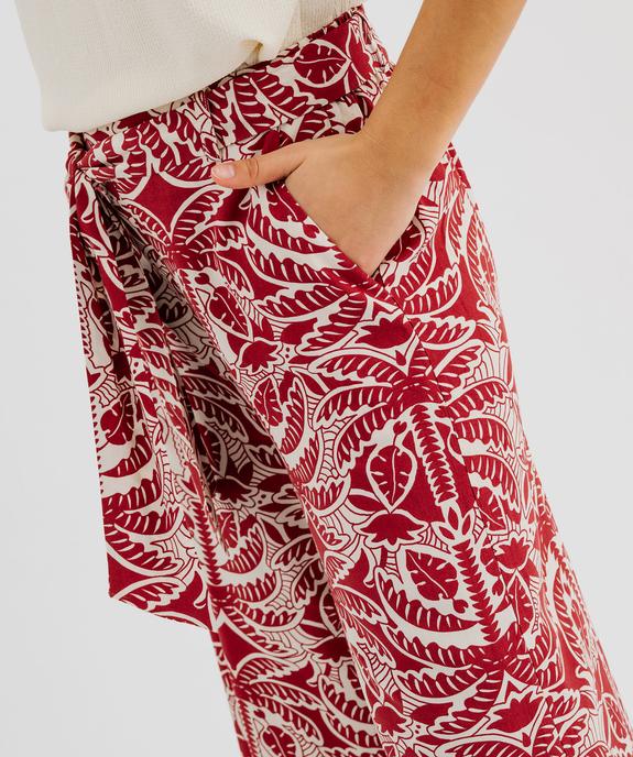 Pantalon large et fluide à taille haute ceinturée femme vue2 - GEMO 4G FEMME - GEMO