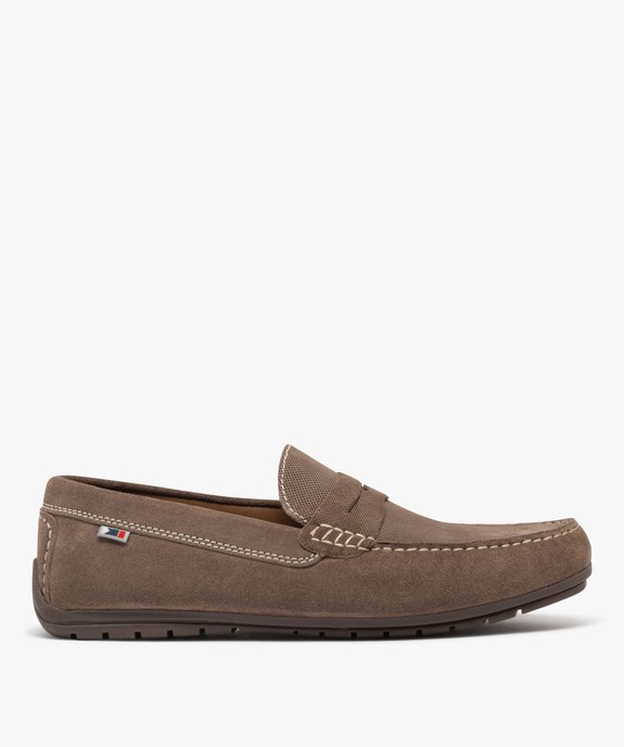 Mocassins en cuir velours homme - Tanéo vue1 - TANEO - GEMO