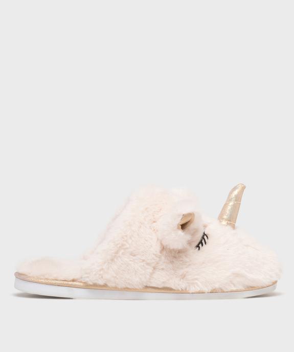 Chaussons mules en fourrure imitation forme licorne femme vue1 - GEMO 4G FEMME - GEMO