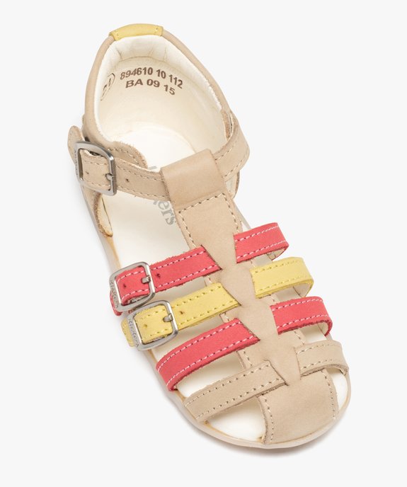 Sandales bébé fille en cuir uni avec brides à boucle - Kickers vue5 - KICKERS - GEMO