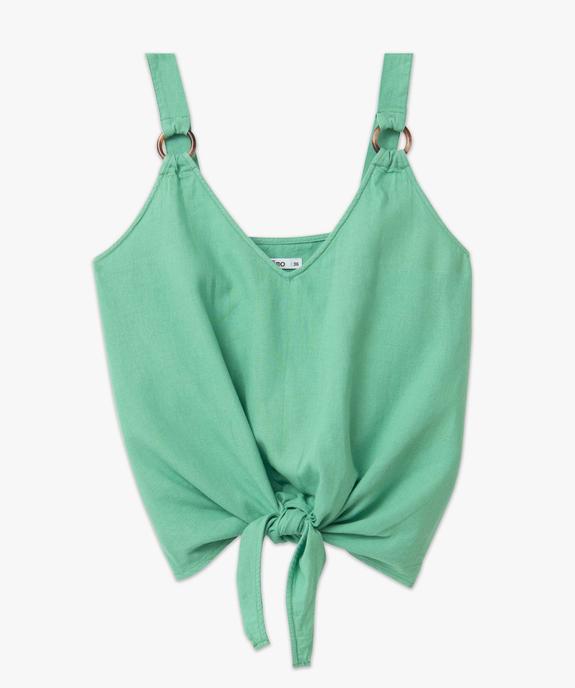Débardeur femme avec bretelles fantaisie contenant du lin vue4 - GEMO 4G FEMME - GEMO