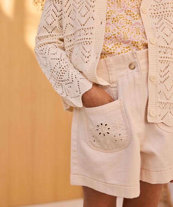 Short en toile avec poches brodées fille - LuluCastagnette vue1 - LULU CASTAGNETTE GEMO FOR GOOD - GEMO