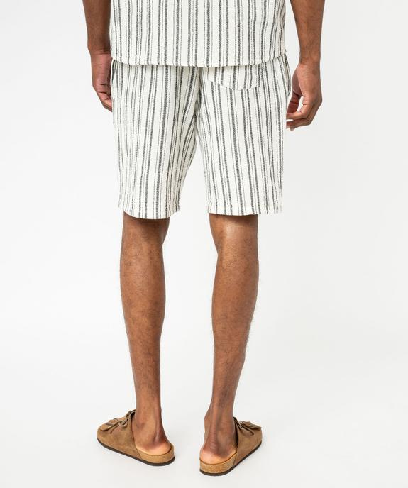 Bermuda en coton tissé à rayures homme vue3 - GEMO (HOMME) - GEMO