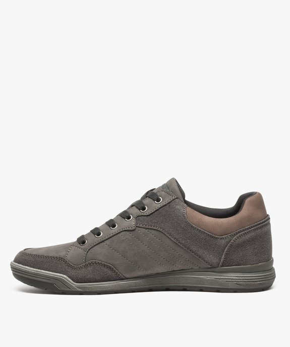 Baskets homme baskets de ville multimatières avec surpiqûres  vue3 - GEMO (HOMME) - GEMO