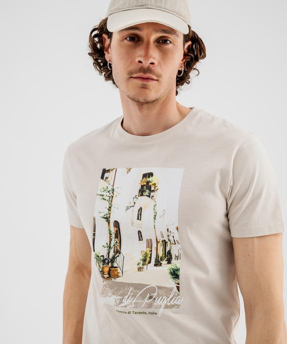 Tee-shirt manches courtes en jersey de coton imprimé homme vue3 - GEMO 4G HOMME - GEMO