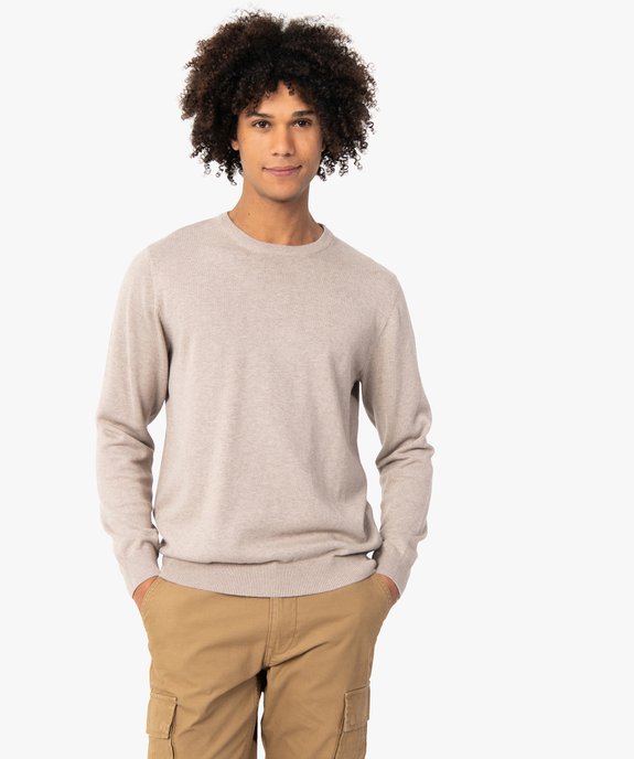 Pull homme à col rond en coton vue2 - GEMO (HOMME) - GEMO