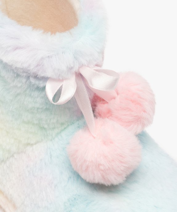Chaussons fille boots en matière peluche arc-en-ciel vue6 - GEMO 4G FILLE - GEMO