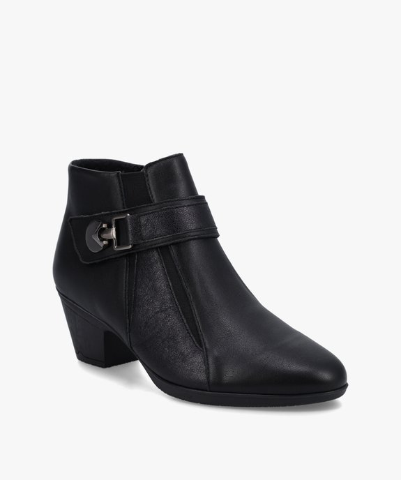 Boots femme confort unies à talon dessus cuir vue2 - GEMO (CONFORT) - GEMO