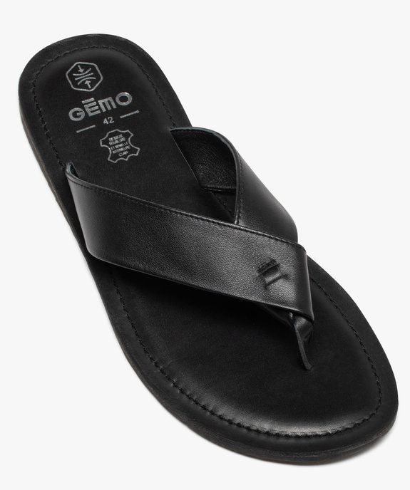 Tongs homme en cuir uni à brides croisées vue5 - GEMO (CASUAL) - GEMO