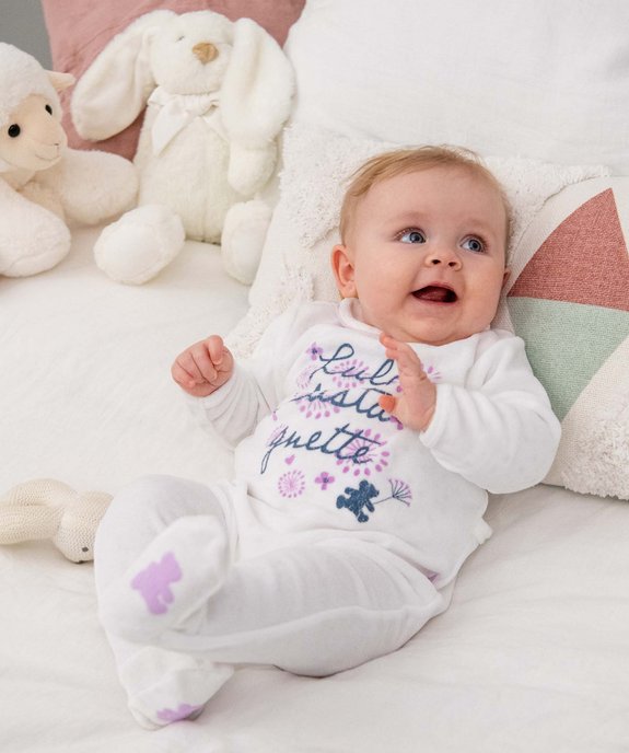 Pyjama bébé en velours imprimé  col Claudine - LuluCastagnette vue6 - LULUCASTAGNETTE - GEMO