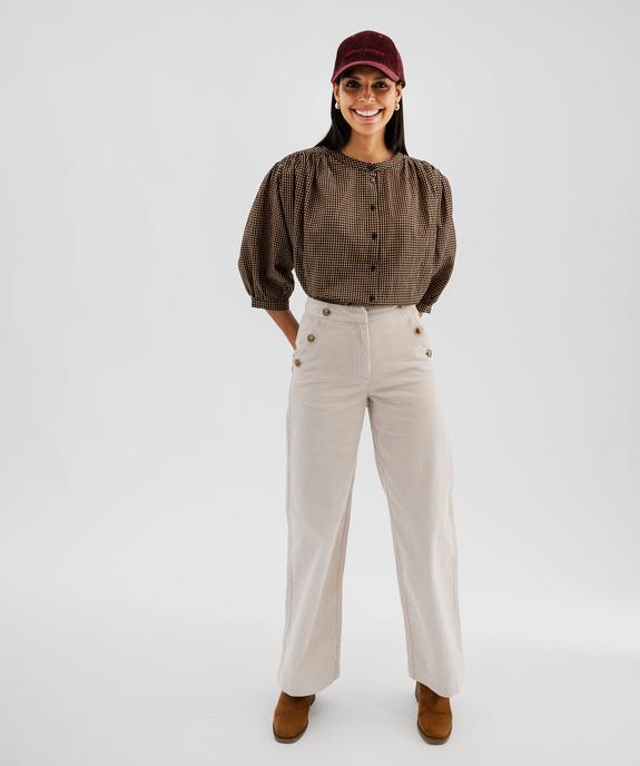 Pantalon large en velours côtelé à pont décoratif femme vue5 - GEMO(FEMME PAP) - GEMO